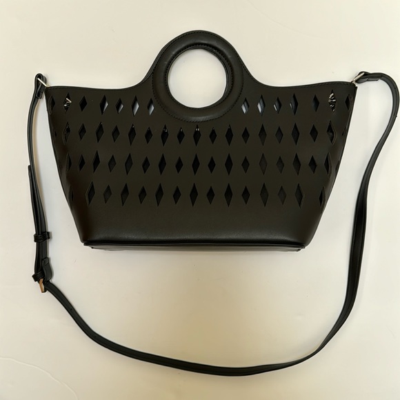 Free People Handbags - Free People Black Faux Leather Tote/Crossbody Bag